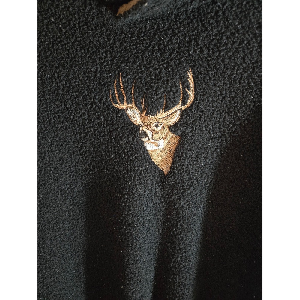 Wild Wings Vintage Fleece Pullover‎ Mens XXL Black Deer Embroidered Sherpa - Picture 4 of 8